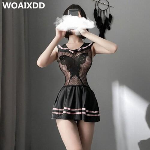 Sexy Cosplay Students Sexy Costumes Lingerie Set Cute Ruffles Babydoll Uniform Set Ladies Women Lace Miniskirt Outfit