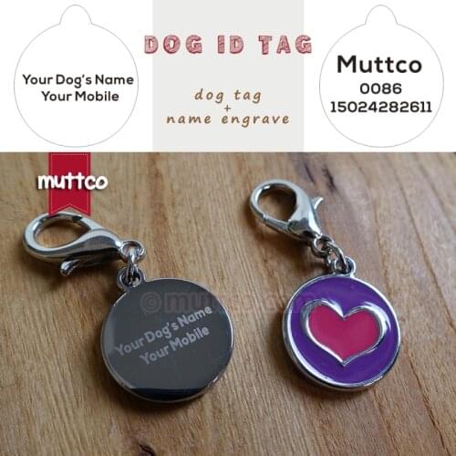 Laser engraving 20mm cute heart shape print 2colour dog tag dog id tags for pets metal laser engraving round dog name tags