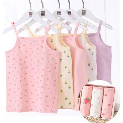 3pcs Camisole Kid Girls Singlet Tank Top Summer Cotton Colored Undershirt Kids Tanks Vests Baby Girls Tops c