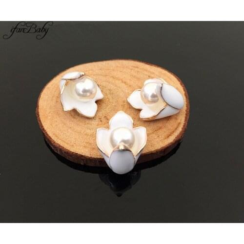 Peal Flat back button for DIY Hair Accessories pearl Alloy Button