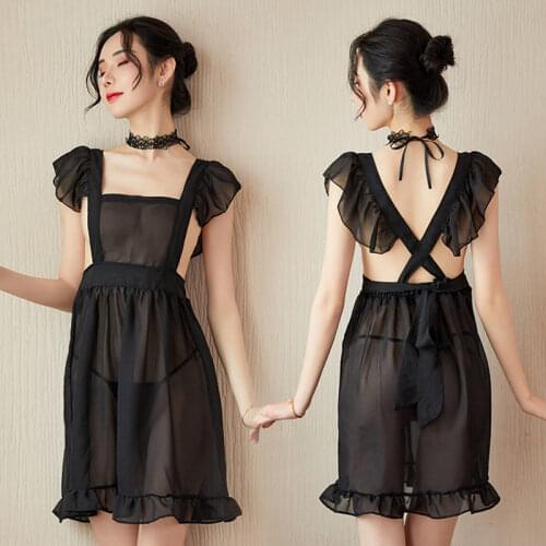 2020 new popular erotic lingerie sexy perspective maid maid uniform cute sweet extreme temptation nightdress