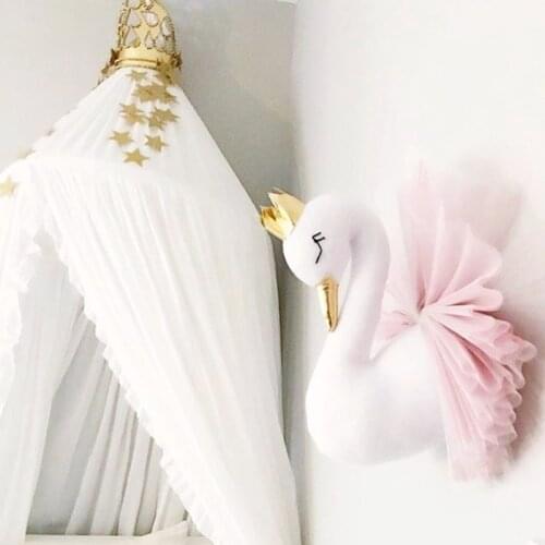 OLOEY Cute Animal Swan Flamingo Wall Hanging Mount Stuffed Plush Toy Princess Doll for Girl Kid Gift Baby Nursery Room Decor