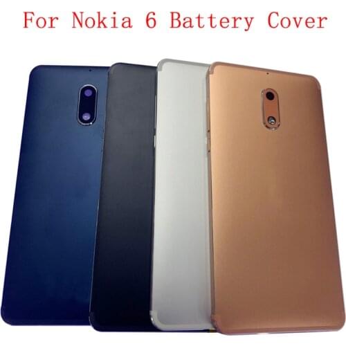 Original Back Battery Cover Rear Door Panel Housing For Nokia 6 Battery Cover with Camera Lens Replacement Part