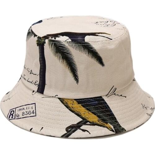 Summer Sun Hats Men Bob Fishing Caps For Women Vintage Print Fashion Casual Bucket Hat Gorro Bucket Cap