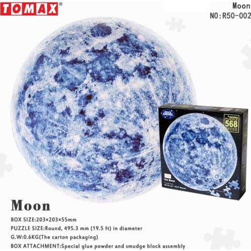 Round Jigsaw Puzzle 500 Pieces the Earth Moon Noctilucent Children Adults Stress Learning Leisure Entertainment Home Decoration