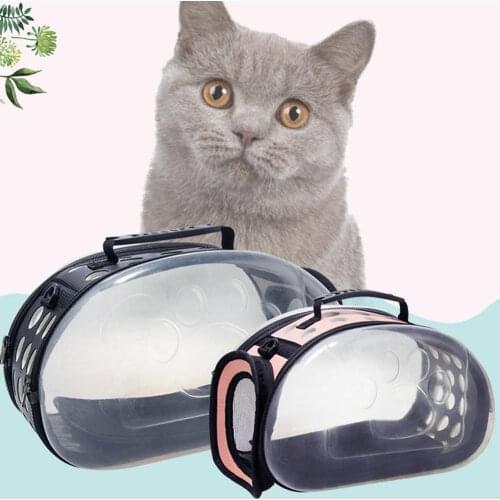 Dog Cat Portable Folding Transparent Handbag Carrier Shoulder Travel Carry Bag Casual Dog Outdoor Bag