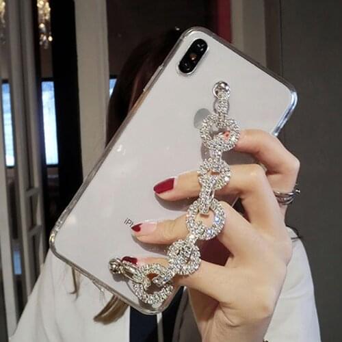 For Samsung Galaxy S20 Ultra S10E Lite S9 Plus S8 S7 Edge S6 S5 mini S3 S4 i9190 Luxury Diamond Bracelet Transparent TPU Funda