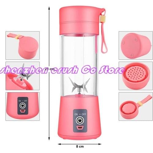 10Pcs 4/6 Blades Mini Portable Electric Fruit Juicer USB Rechargeable Smoothie Maker Blender Machine Sports Bottle Juicing Cup