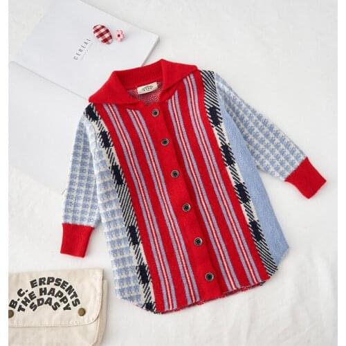 Thunderers Kids Girl Winter Clothes 2020 Girls Striped Cardigan Sweater Jacket Fall Knitted Coat For 2-7 Years Old Baby Girl