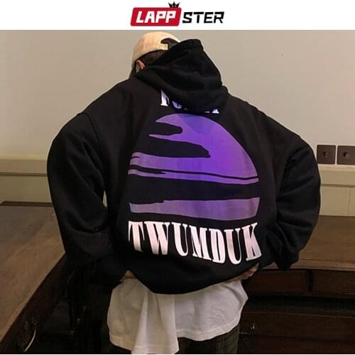 LAPPSTER Men Harajuku Oversized Hoodie Hoodies 20212 Mens Japanese Streetwear Y2k Sweatshirts Male Vintage Punk Black Hoodie 5XL
