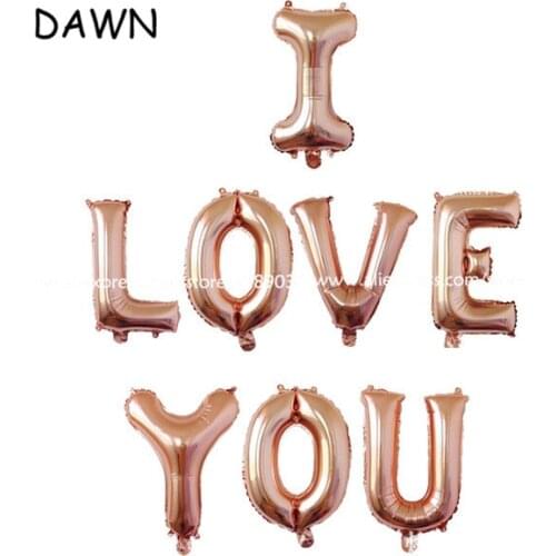 8pcs/lot Rose Gold letter "I Love You" Foil Balloons Alphabet Air Globos Wedding Decorations Birthday Party Decorations