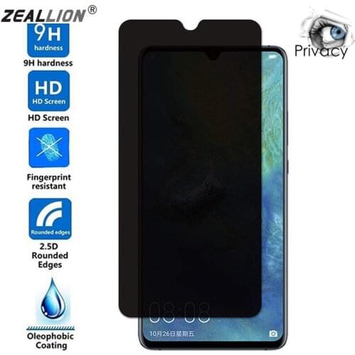 Zeallion 1pcs for Huawei P10 Plus P20 Pro Nova 3e P30 Honor 9x Tempered Glass Anti Peeping Privacy Screen Protector Film