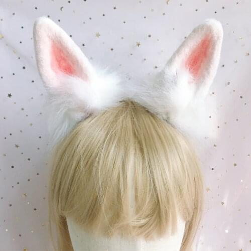 Kawaii Deer & Rabbit Ear Hairpin KC Headband Maid Cosplay Handmade Kemonomimi Beast Ear Hair Clip Simulation Loli Costume Props