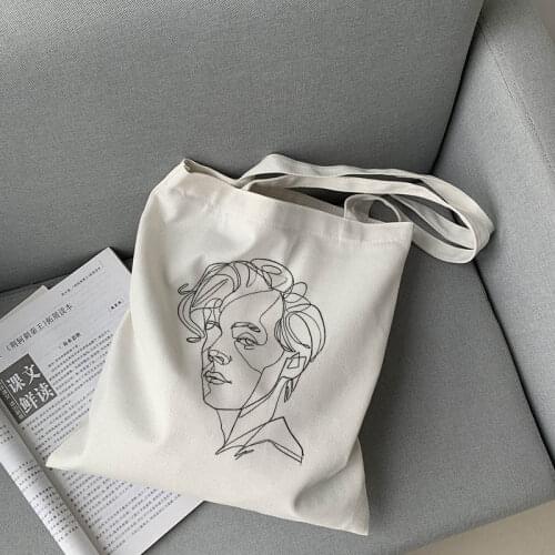 BUT DADDY I LOVE HIM Women bag Harry Styles canvas bag large capacity Harajuku shopping bag hip-hop cartoon female shoulder bag