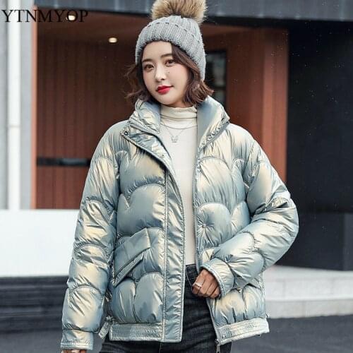 YTNMYOP Winter Jackets Stand Collar Casual Warm Coat Female Office Lady Parkas Loose A-Line Cotton Padded Clothing High Street