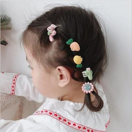 10Pcs/Lot Korean Style Girls Hair Accessories Cartoon Cute Elastic Hair Bands Flower Headdress Animal Rope Hoop Fruit Scrunchies