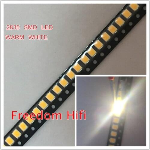 1000pcs 2835 Warm White SMD LED Chip 0.5W 3V 150mA 50-55LM Ultra Bright SMT Surface Mount LED Chip Light Emitting Diode Lamp