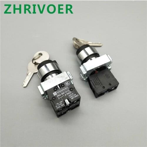 22mm XB2-BG33/XB2-BG21 3/2 Position Key Select Button Switch NO/NC Metal Knob Switch Rotary Switch