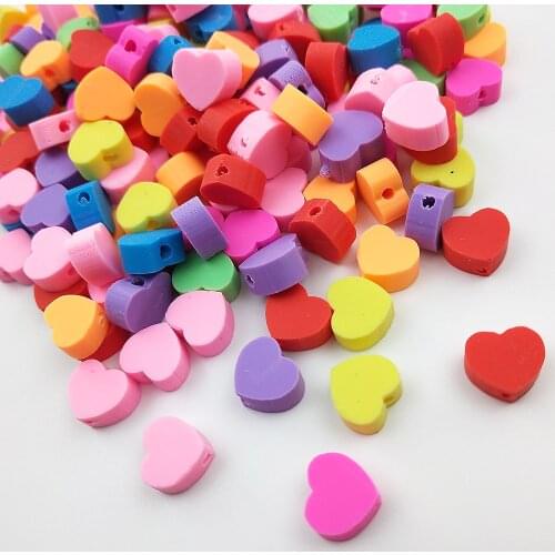 30pcs Mixed colors Love Heart-shaped DIY Spacer Bead Round Loose Beads for Jewelry Making Necklace Bracelet Acces