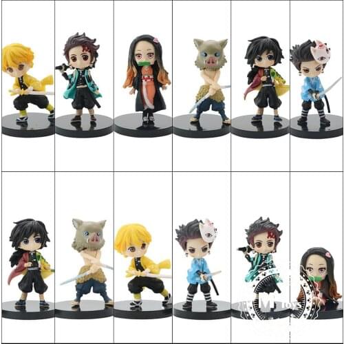 6PCS/set Anime Demon Slayer Figure Doll Model Girls Boys Toys Car Ornaments Keychain Souvenir Student Adult Kids Decor Xmas Gift