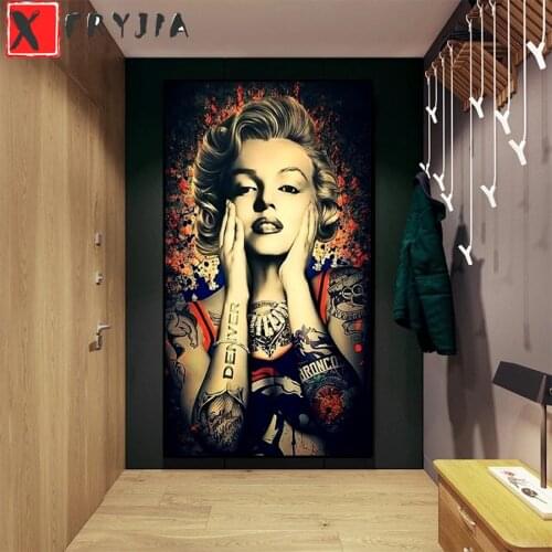 Diamond Painting Sexy fashionable woman with modern graffiti art 5d Diamond Full Display Diamond Mosaic Cross Stitch Decoration