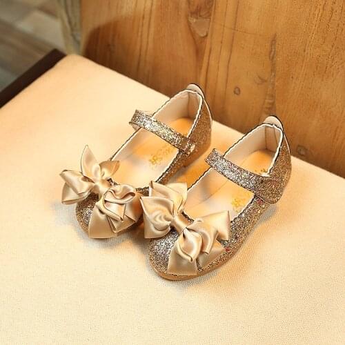Bekamille Baby Girl Leather sandals children Peas shoes Sequin Princess Lovely Bowknot Single shoes