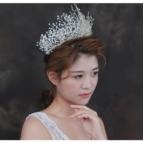 Big Luxury Hair Crystal Crown Rhinestone Headband Tiara Wedding Hair Accessories Bridal Headpiece Handmade Jewelry Girls Diadema