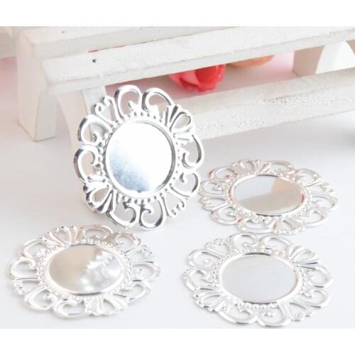 MIAOCHI 50Pcs silver plated Filigree Cabochon Setting Wraps Connectors Decoration DIY Embellishments Findings 36mm J3106