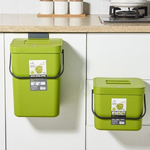 Kitchen Trash Can With Cover Wall Mounted Trash Can For Living Room Bedroom Folding Recycle Dustbin Home Garbage Storage Tools