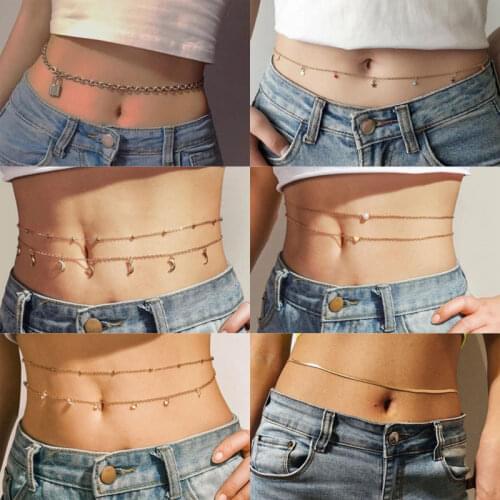 Summer Beach Metal Body Waist Chain Accessories for Women Sexy Bikini Body Jewelry Belly Waist Chains Belt Waistband Gift