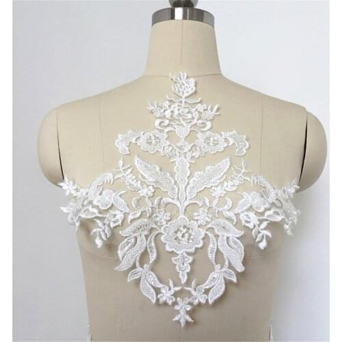 Maxsin 1 Pcs High Quality White Lace Flower Wedding Dress Veil And Headdress Back Sticker Clothes Accessories Garment Patch DIY