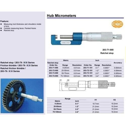 Hub Micrometers 25-50mm.1-2inch.203-72-000 Wheel micrometer