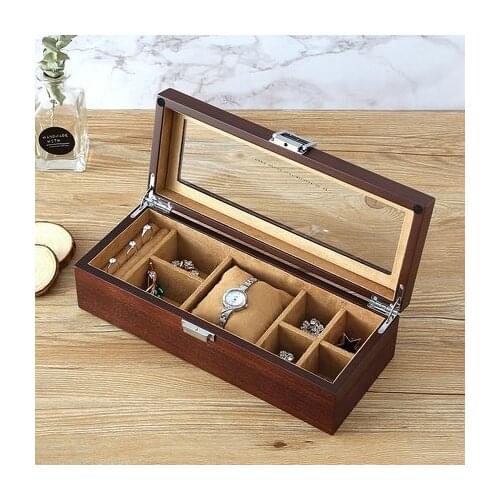 Fashin wooden jewelry box with glass window watch box wooden box organizer storage containersdesktop organizer MSSH026