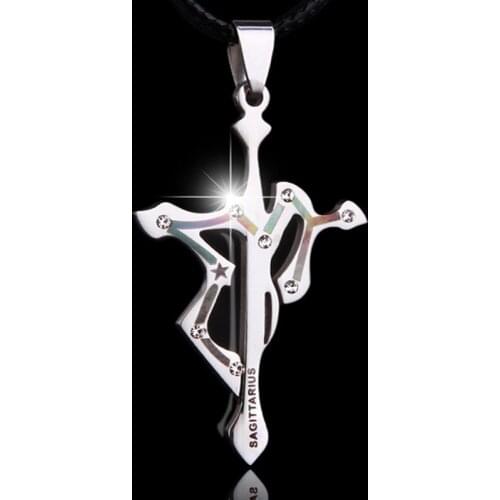 Fashion The zodiac Cross Pendant Necklace For Women Men Stainless steel constellation Charms Choker Jewelry Party Gifts