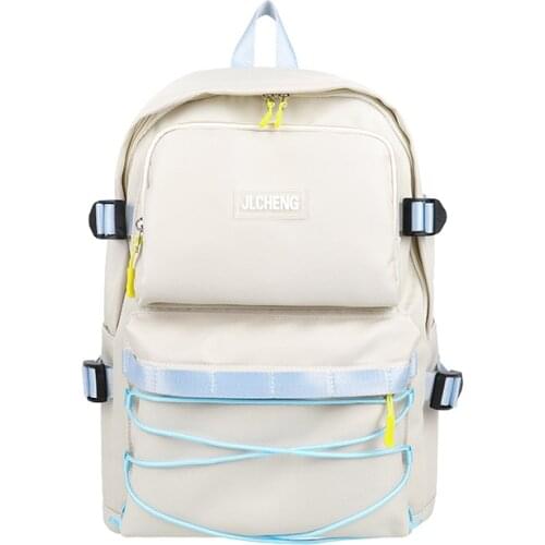 Fashion womens backpack Waterproof nylon school bags for teenager girls Trendy large-capacity Solid color student scoolbags