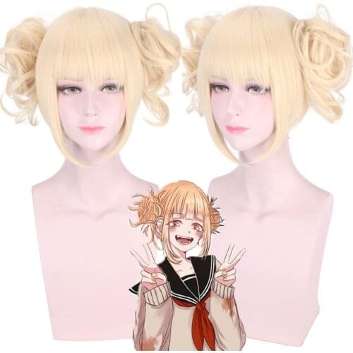 Morematch My Boku no Hero Academia Akademia Himiko Toga Short Light Blonde Ponytails Heat Resistant Cosplay Costume Wig+Cap