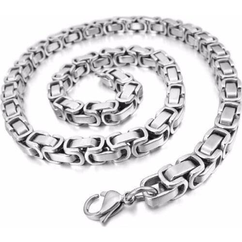 5/6/8mm Mens Stainless Steel Necklace Chain Boys Link Chain Byzantine Chain For Men Fashion Jewelry