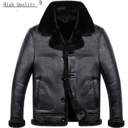 Genuine Leather Jacket Men Winter Sheep Shearling Coat 2020 Thick Warm Wool Liner Real Sheepskin Leather Coats Hiver M811
