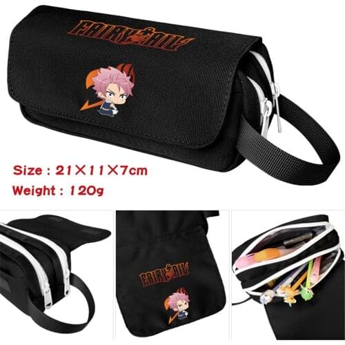 Anime Fairy Tail Nylon Pencil Case Student Zipper Cartoon Penbag Women Travel Makeupbag Cosmetic Bags Stationery Gift
