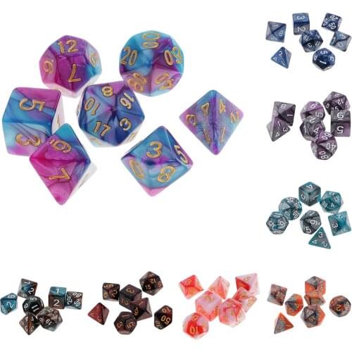 New 7PCS Two Colors Polyhedral Dice 16mm for Dungeons and Dragons Table Games Party Colorful Accessories for Board Game