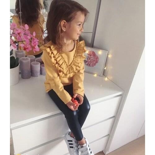 1-5T Infant Kids Baby Girl Cotton T shirt Elegant Long Sleeve Ruffles Top Tee shirt Cute princess all-match tshirt
