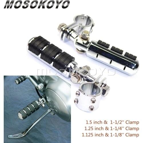 Pair Highway Mount Motorcycle Footpeg Offset Footrest Foot Pegs Pedals w/ Clamp For Yamaha Honda Suzuki GL1500 Chopper Bobber