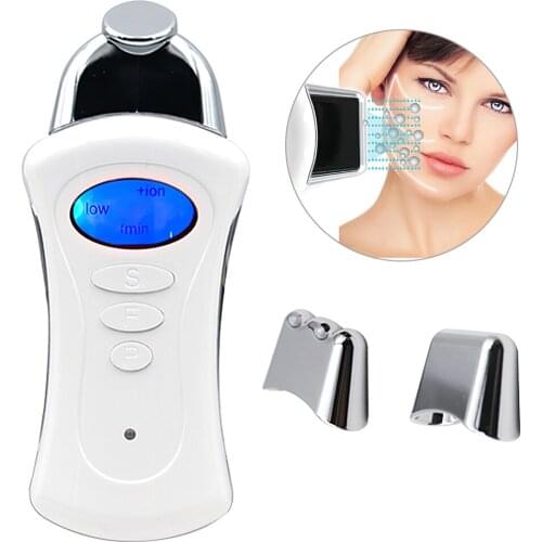 Microcurrent Facial Massager Handheld Ion Spa Device with 3 Massage Heads Skin Tightening Face Lift Mini Beauty Facial Machine