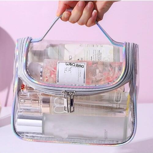 Transparent Travel Makeup Bag Women Handbag Zipper Wash Organizer Storage Pouch Waterproof Cosmetic Case Toiletry Bag Organizer