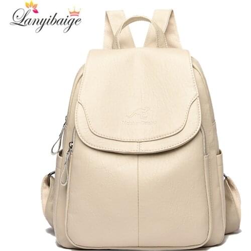 Fashion Women Backpack Luxury Designer Ladies Anti-theft Backpack Soft PU Leather School Bags Large Capacity Travel Bags Mochila
