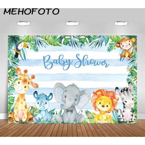 MEHOFOTO Safari Animals Baby Shower Backdrop Jungle Safari Party Photography Background Safari Baby Shower Party Backdrops