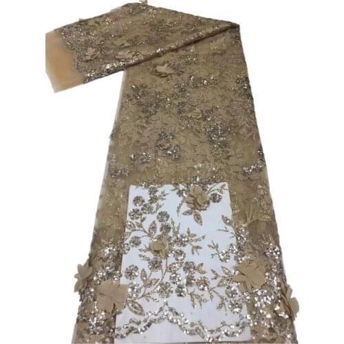 SJ Lace 3D African Lace Fabric 2021 High Quality Lace French Lace Fabric Nigerian Sequin Lace Fabrics For Wedding Dress f4-70