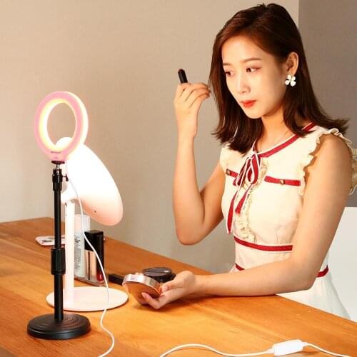 PULUZ 4.7 inch 12cm USB 3 Modes Dimmable LED Ring Vlogging Photography Video Lights with Cold Shoe Tripod Ball Head