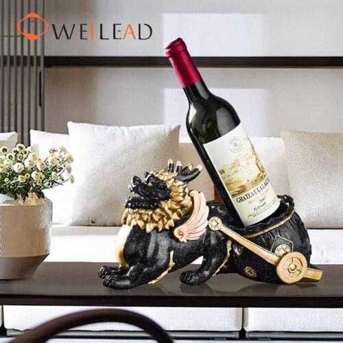 WEILEAD Resin Kirin Wine Rack Chinese Style Mythical Beast Figurines For Interior Home Table Decoration Accessorie Bottle Holder