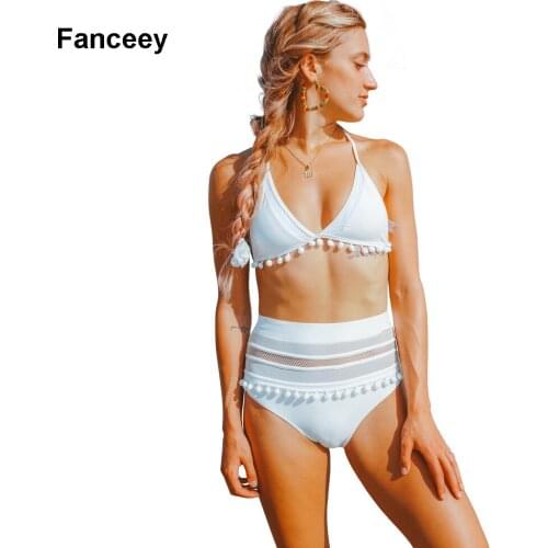 Fanceey High Waist Bikini Swimsuit Women Push Up Bikinis 2019 Mujer Swimwear Women Brazilian Sexy White Bikini Set Bathing Suit